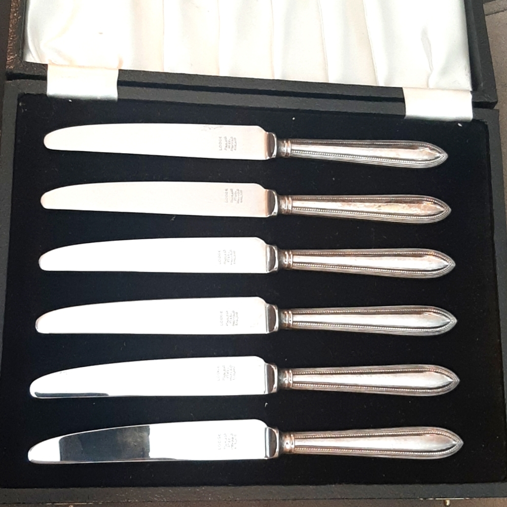 Vintage LODGE 6 knives boxed, 1930s